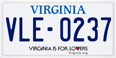VA license plate VLE0237