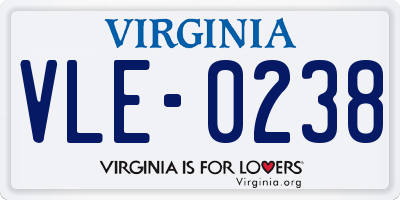 VA license plate VLE0238