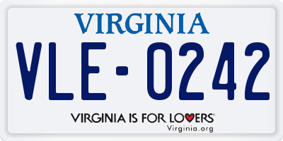 VA license plate VLE0242