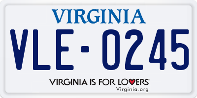 VA license plate VLE0245