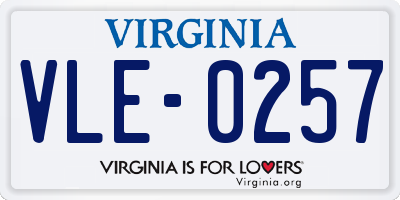 VA license plate VLE0257