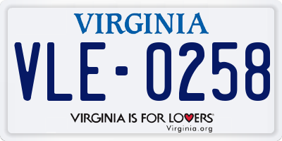 VA license plate VLE0258