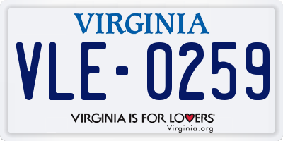 VA license plate VLE0259