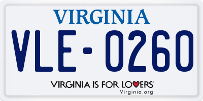 VA license plate VLE0260