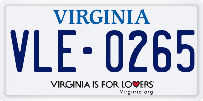 VA license plate VLE0265