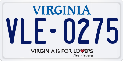 VA license plate VLE0275