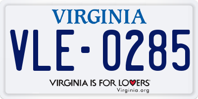 VA license plate VLE0285