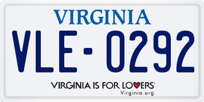 VA license plate VLE0292