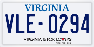 VA license plate VLE0294