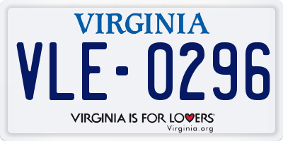 VA license plate VLE0296