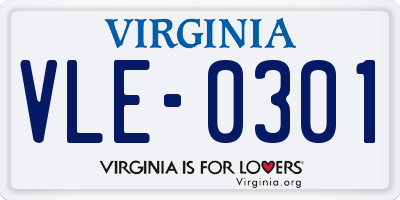 VA license plate VLE0301