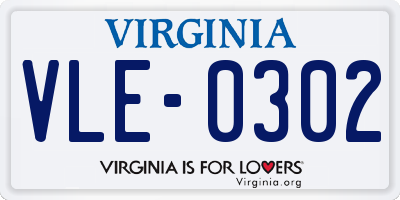 VA license plate VLE0302