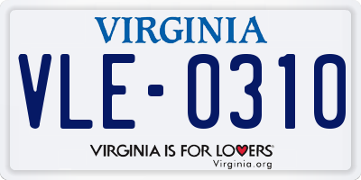VA license plate VLE0310