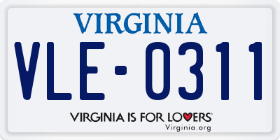 VA license plate VLE0311