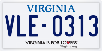 VA license plate VLE0313