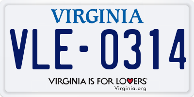 VA license plate VLE0314