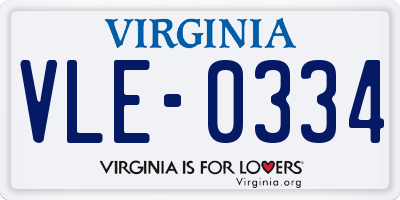 VA license plate VLE0334