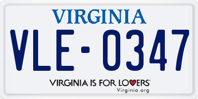 VA license plate VLE0347