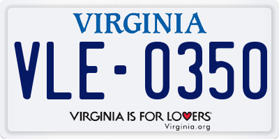 VA license plate VLE0350