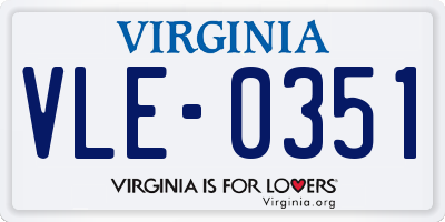 VA license plate VLE0351