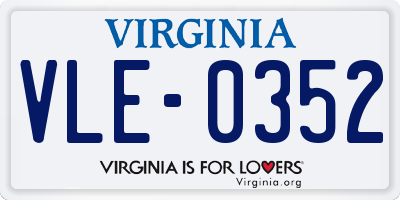 VA license plate VLE0352