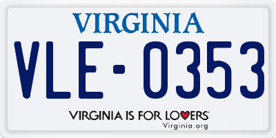 VA license plate VLE0353