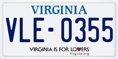 VA license plate VLE0355