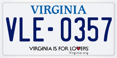VA license plate VLE0357