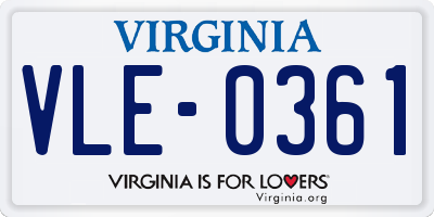 VA license plate VLE0361