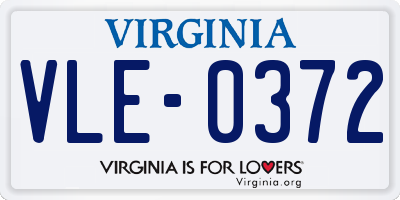 VA license plate VLE0372