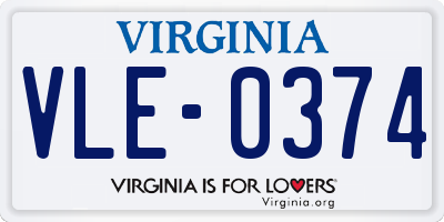 VA license plate VLE0374