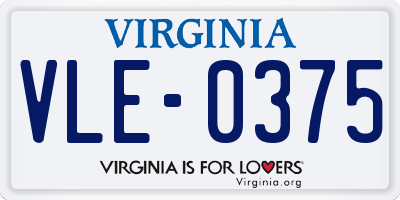 VA license plate VLE0375