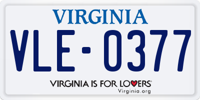 VA license plate VLE0377