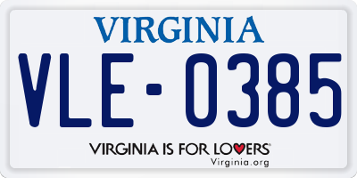VA license plate VLE0385