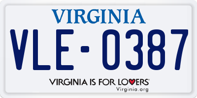 VA license plate VLE0387