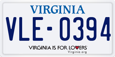 VA license plate VLE0394