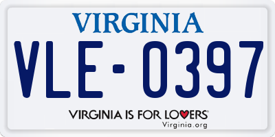 VA license plate VLE0397