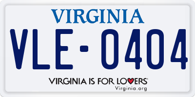 VA license plate VLE0404