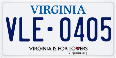 VA license plate VLE0405