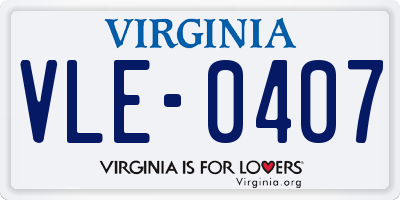 VA license plate VLE0407