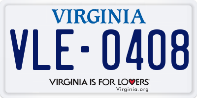 VA license plate VLE0408