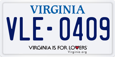 VA license plate VLE0409