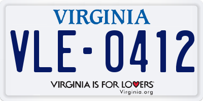 VA license plate VLE0412