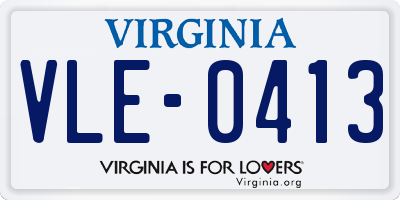 VA license plate VLE0413