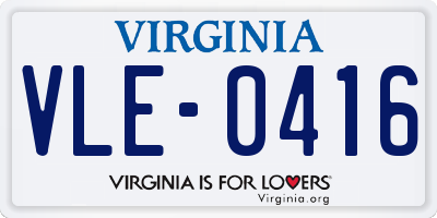 VA license plate VLE0416
