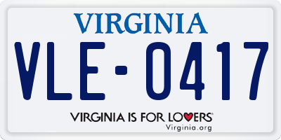 VA license plate VLE0417
