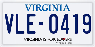 VA license plate VLE0419