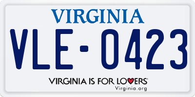 VA license plate VLE0423