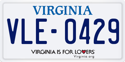 VA license plate VLE0429