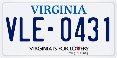 VA license plate VLE0431